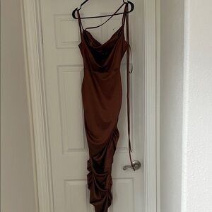 Windsor Chocolate Backless Ruched Dress